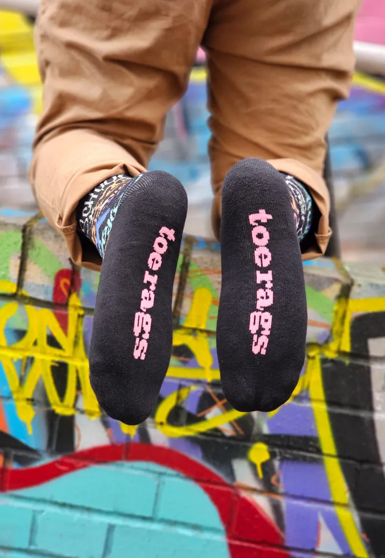 1 Pair Toe Rags® Crew Street Black