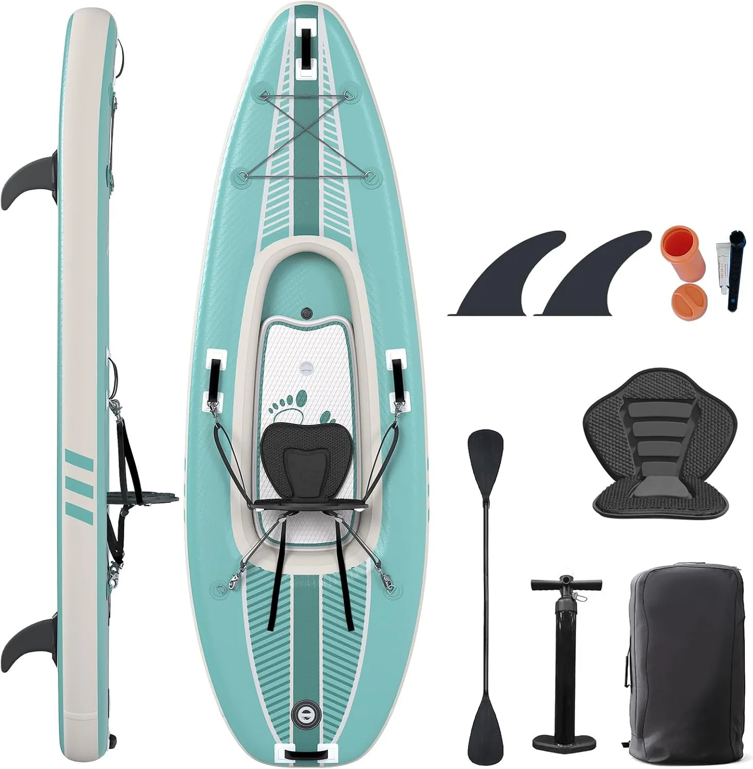 1/2-Person Inflatable Kayak for Adults, Heavy-Duty PVC, Drop-Stitch Floor, Lightweight, Portable, and Durable Tandem Kayak for Fishing, Touring, and Water Sports