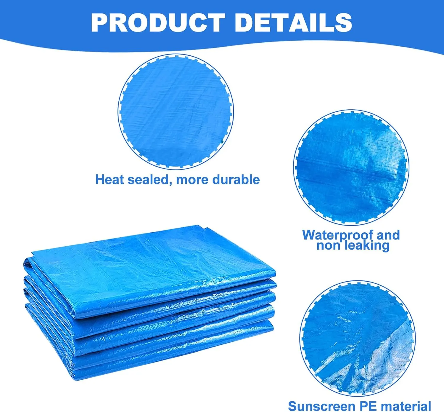 16 x 16 Ft Pool Ground Cloths,Swimming Pool Waterproof PE Swimming Pool Liner Pad for Protect Above Ground Pool Blanket for 8ft to 15ft Frame Above Ground Pools Accessories Prevents Punctures