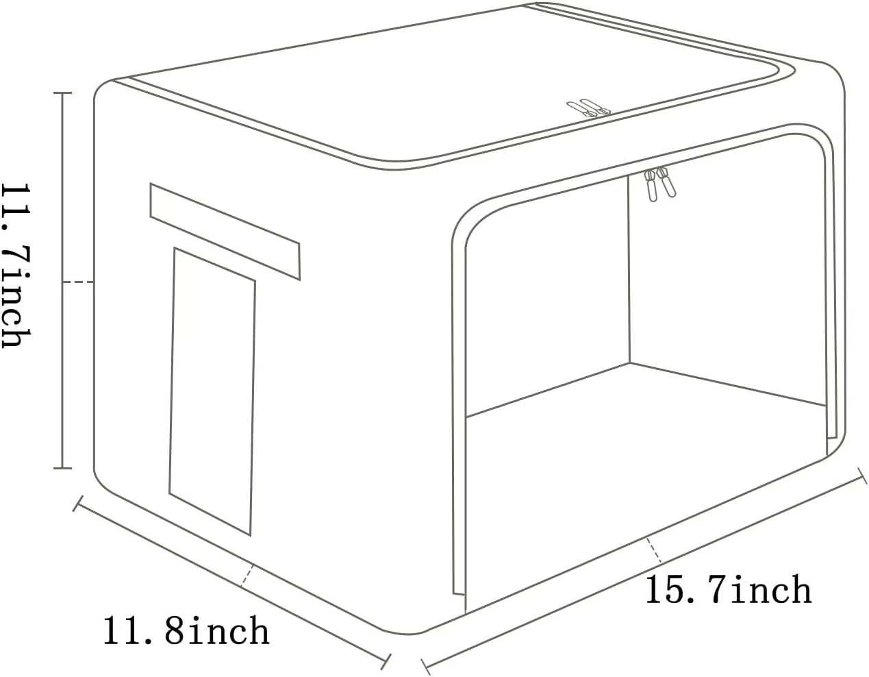 2 Pack Clothes Storage Bins Stackable Metal Frame Storage Box Foldable Linen Fabric Box Organizer with Carrying Handles and Clear Window (Beige, 15.7x 11.8x 11.7 Inch)