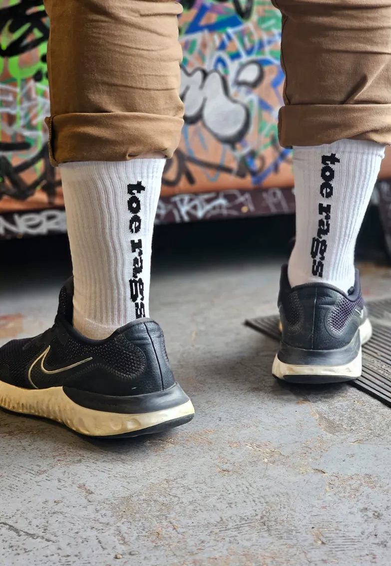 2 Pairs Toe Rags® Fashion Crew White