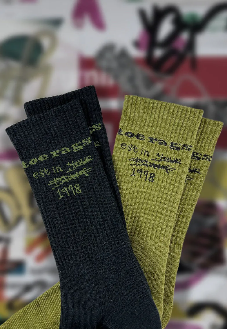 2 Pairs Toe Rags® Scribble Crew Socks