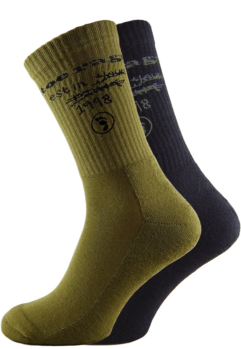 2 Pairs Toe Rags® Scribble Crew Socks