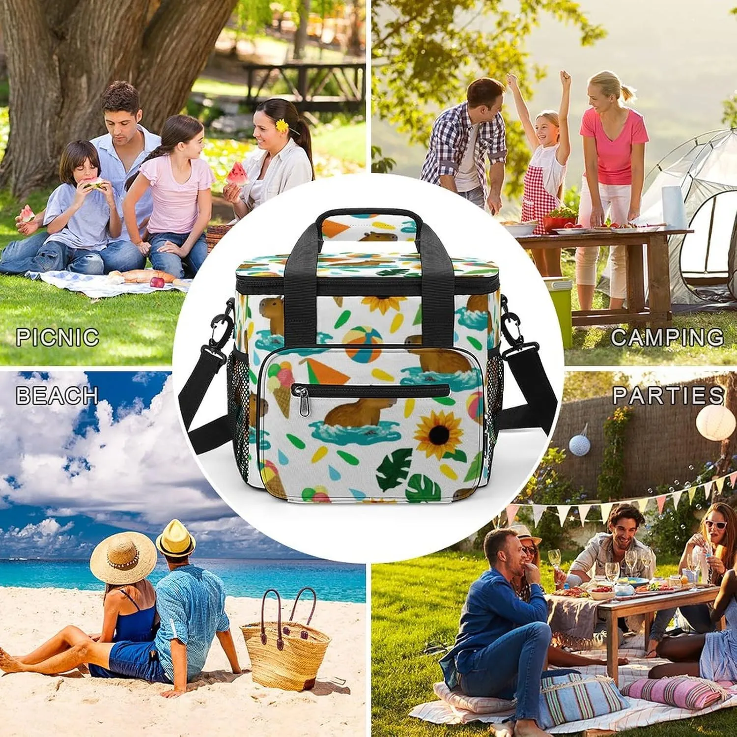 22.5L Waterproof Soft Cooler BagInsulated Lunch Box for Camping Fishing Beach Road Trips