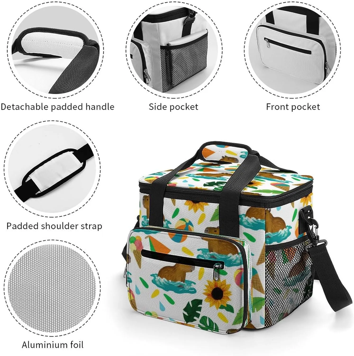 22.5L Waterproof Soft Cooler BagInsulated Lunch Box for Camping Fishing Beach Road Trips