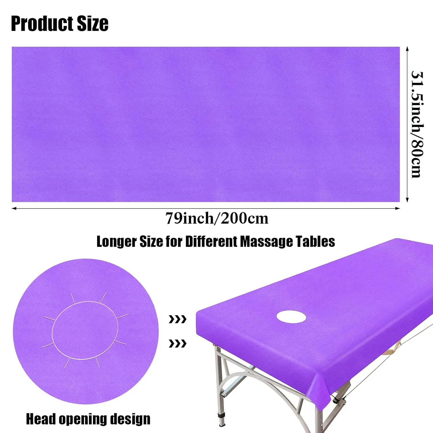 30 Pieces Massage Table Sheets 31 x 79 Inches Large Disposable Bed Table Cover Spa Bed Covers Non-woven Massage tablecloth Flat and Fitted Sheets for Waterproof Bed(Purple)