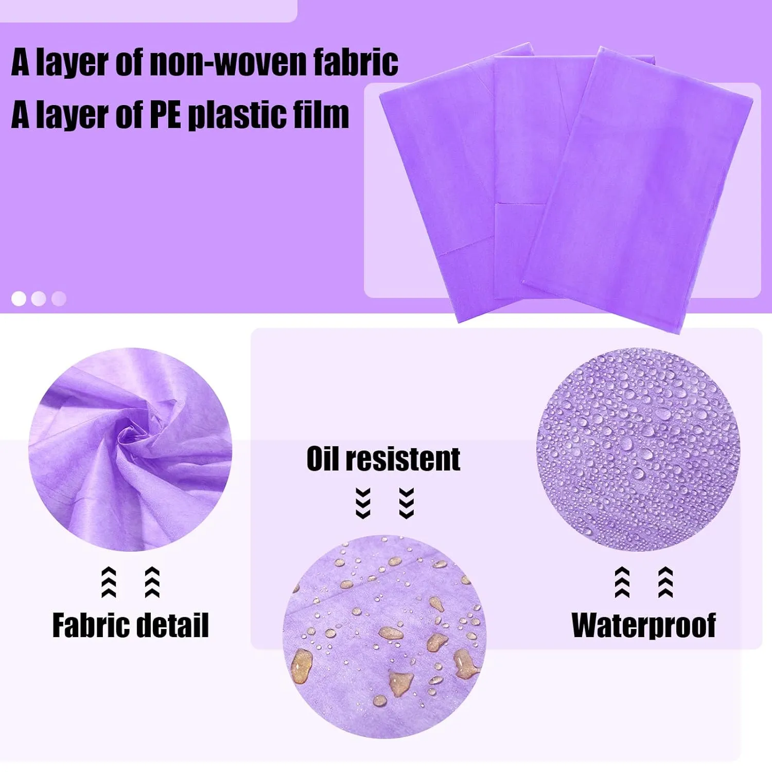 30 Pieces Massage Table Sheets 31 x 79 Inches Large Disposable Bed Table Cover Spa Bed Covers Non-woven Massage tablecloth Flat and Fitted Sheets for Waterproof Bed(Purple)