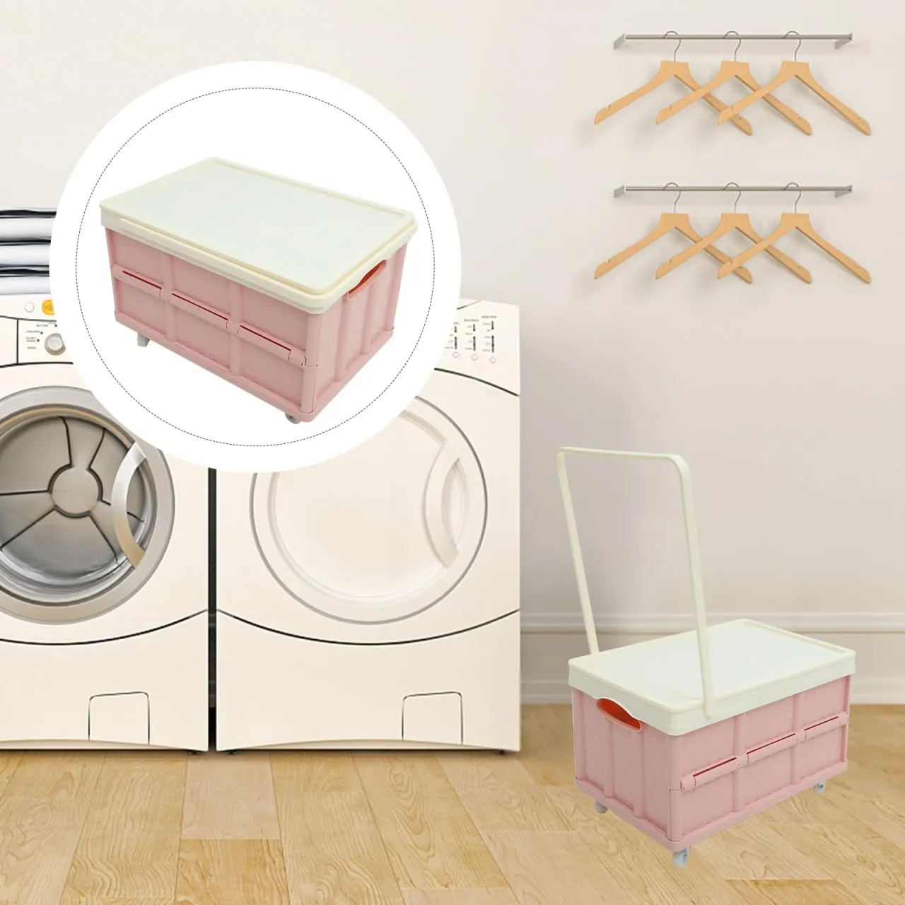 30L Collapsible Storage Bins with Lids: Storage Tote With Wheels Folding Plastic Stackable Utility Crates Plastic Tote Storage Box Container Stackable Folding Utility Crates for Clothes,Books