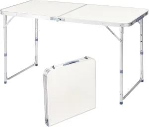 4 Feet Foldable Table Adjustable Height with Built in Handle, Aluminum Legs, Heavy Duty Portable, Perfect for Camping, Dining, Picnics, Events, Indoor, Outdoor, Utility, Easy to Carry & Store