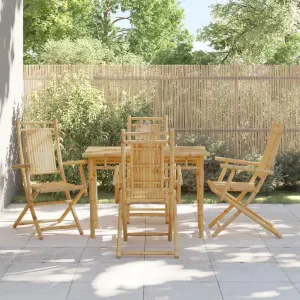 4-Pack Bamboo Folding Patio Chairs Outdoor Furniture 20.9"x26"x39" Portable Lounge Chairs for Camping, Beach, Pool and Garden Dining