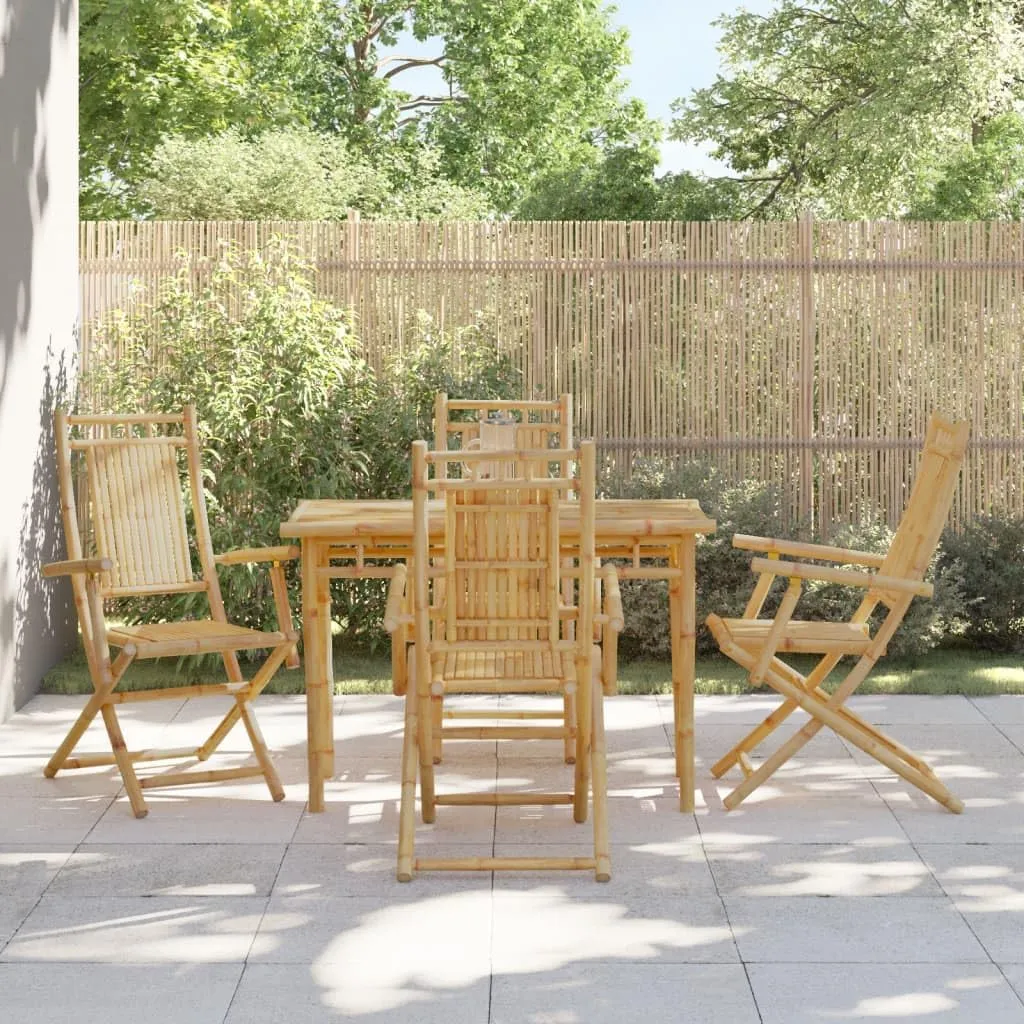 4-Pack Bamboo Folding Patio Chairs Outdoor Furniture 20.9"x26"x39" Portable Lounge Chairs for Camping, Beach, Pool and Garden Dining