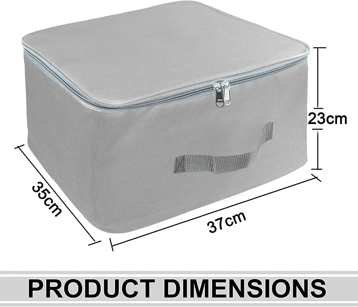 5 Pack Nylon Wardrobe Bag Underbed Moisture Proof Cloth Storage Organiser with Zippered Closure & Handle (Grey, 37x35x23 cm) Square