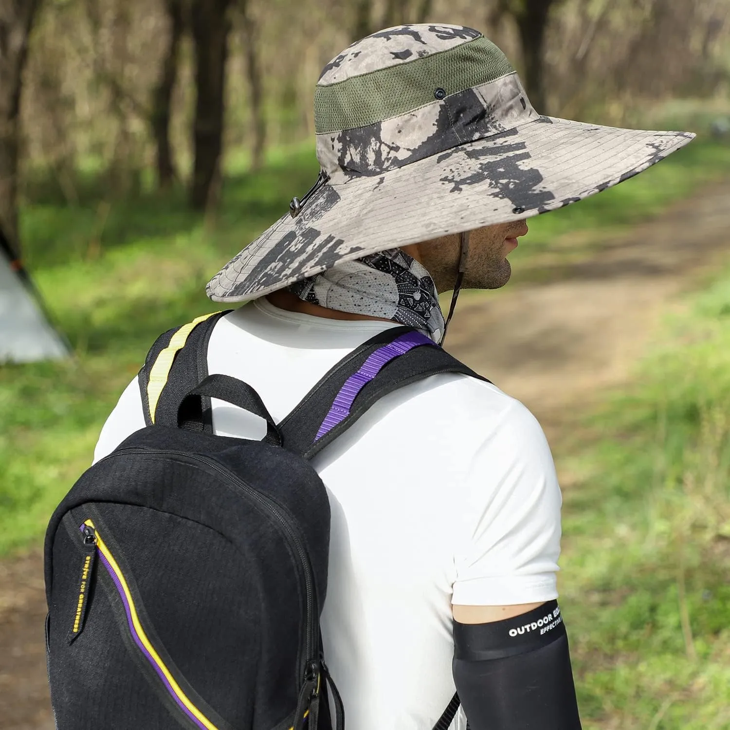 6" Wide Brim Sun Protection Hat Outdoor Unisex Bucket Hats for Hiking Beach Fishing Safari Garden Lawn Yard Work Kayaking