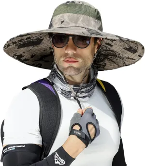 6" Wide Brim Sun Protection Hat Outdoor Unisex Bucket Hats for Hiking Beach Fishing Safari Garden Lawn Yard Work Kayaking