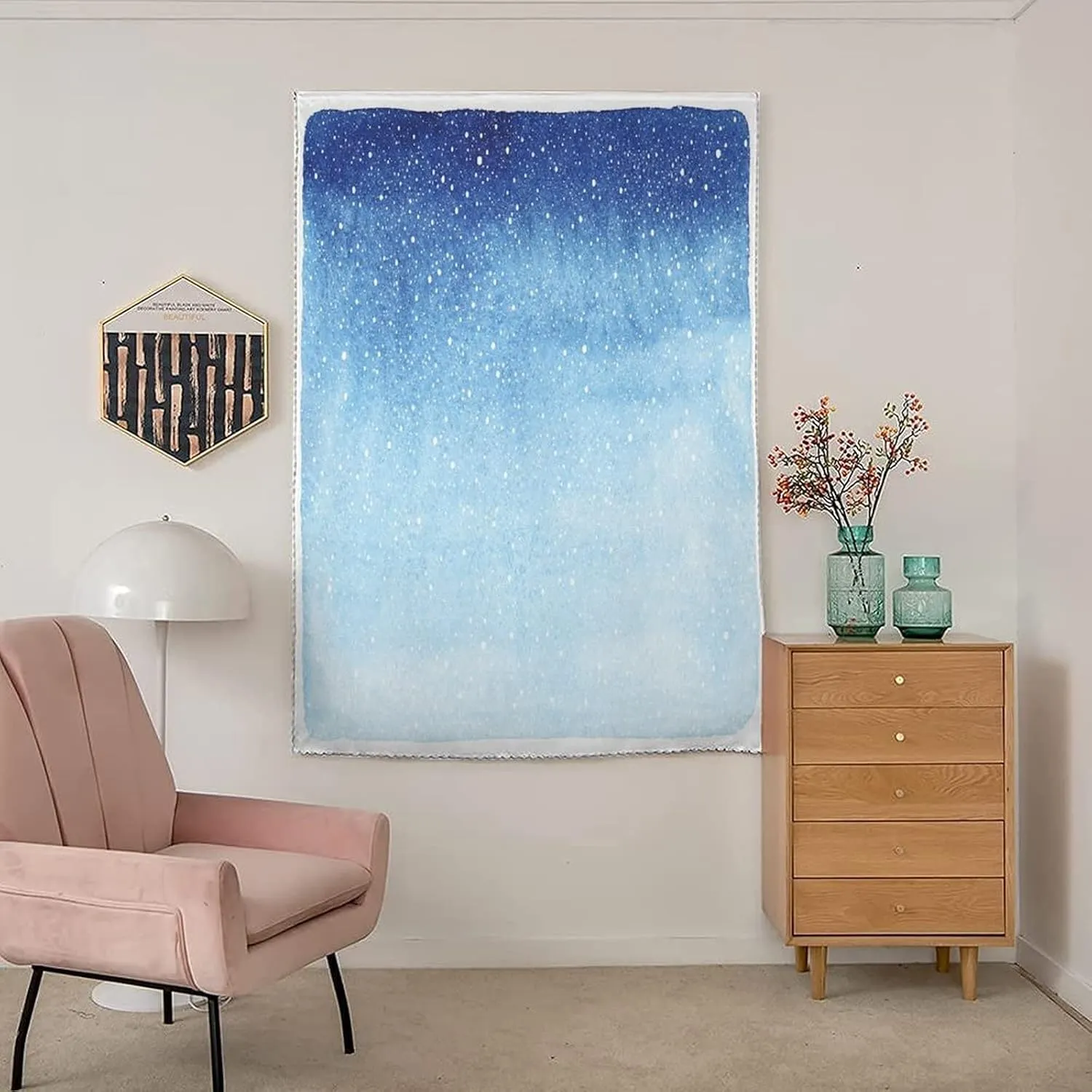 Adjustable Blackout Shades, Winter Portable Blackout Curtain, Christmas Falling Snow Splashes Stains of Watercolor Print Living Room Bedroom Window Drapes,24W x40L Inches, for Bathroom Bedroom