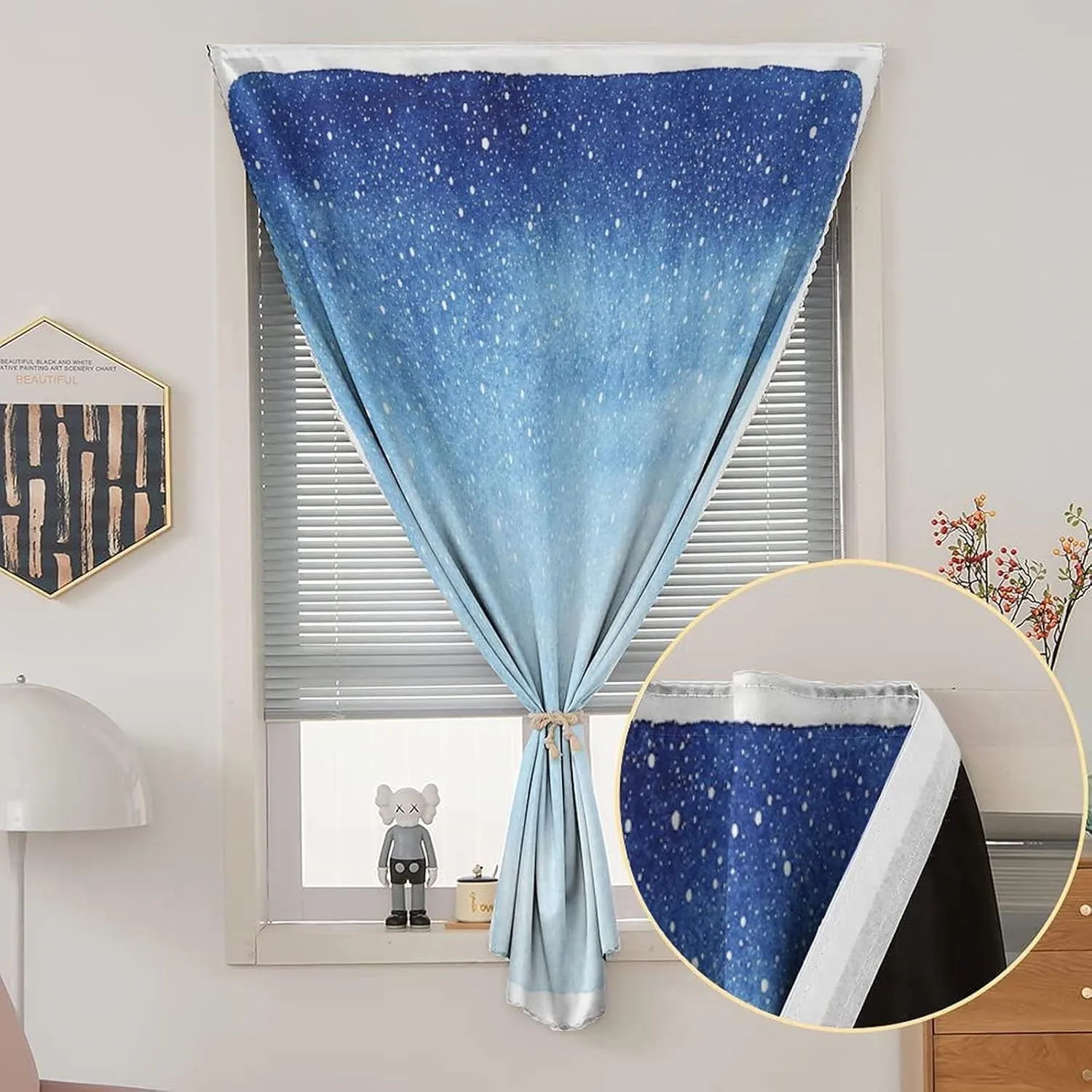 Adjustable Blackout Shades, Winter Portable Blackout Curtain, Christmas Falling Snow Splashes Stains of Watercolor Print Living Room Bedroom Window Drapes,24W x40L Inches, for Bathroom Bedroom