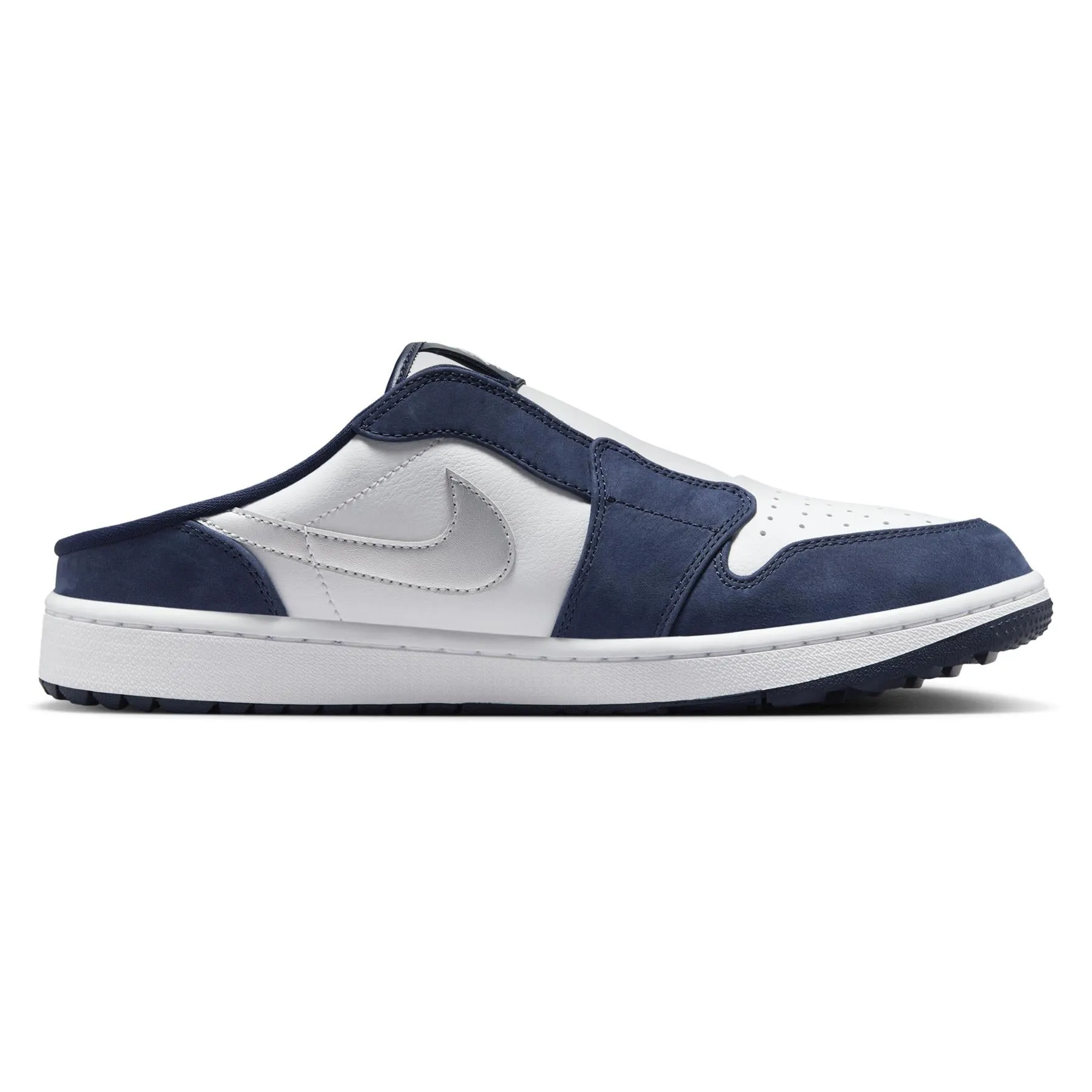 Air Jordan 1 Mule Shoes White/Metallic Silver/Midnight Navy