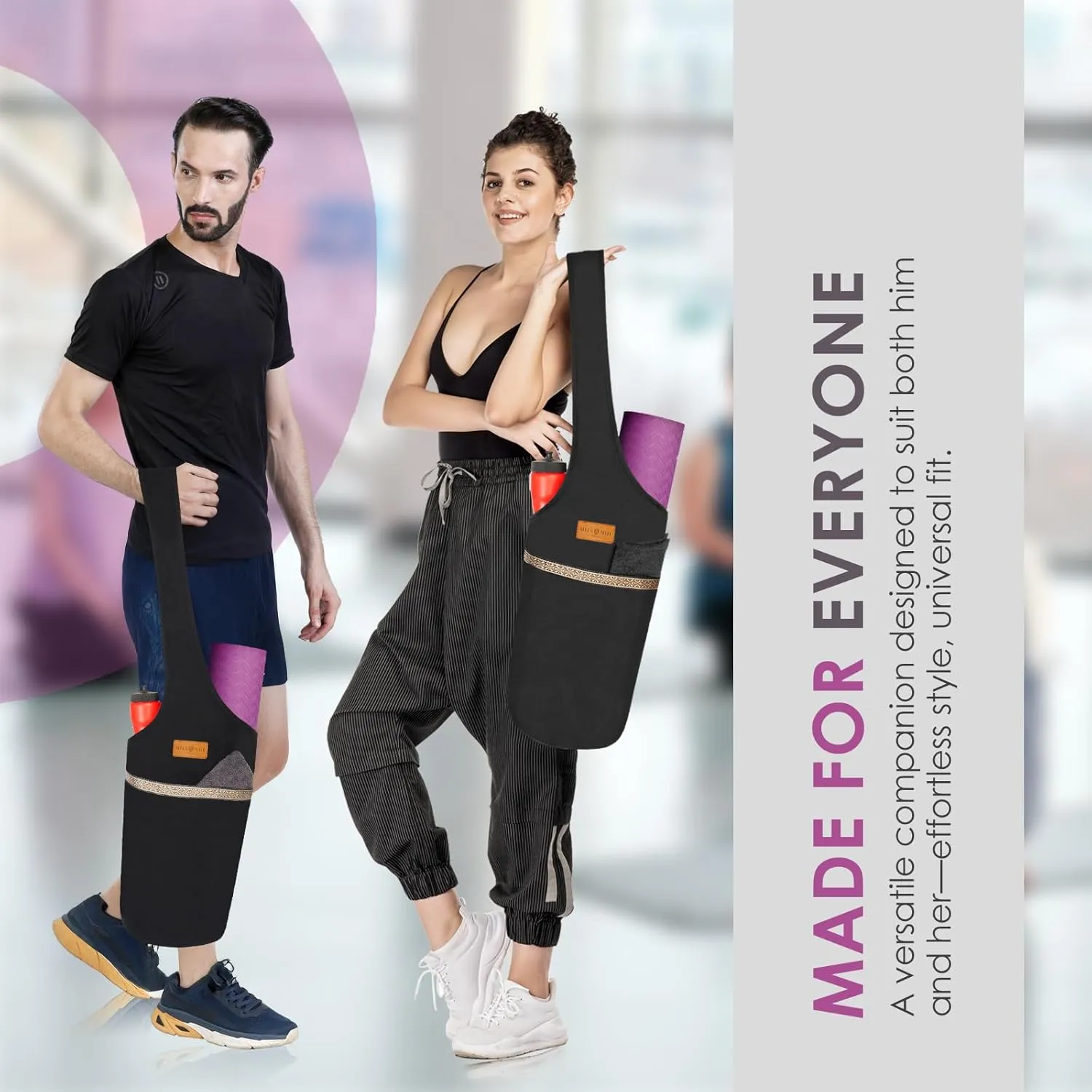 ALLEN & MATE Unisex Yoga Exercise Mat Bag with Large Size Pocket, Big Capacity Mat Tote Shoulder Carrier for Men & Women