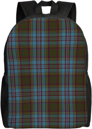 Anderson Clan Family Tartan Minimalist Laptop Backpack – Waterproof Business Travel Bag, Breathable Design, Modern Work & Leisure