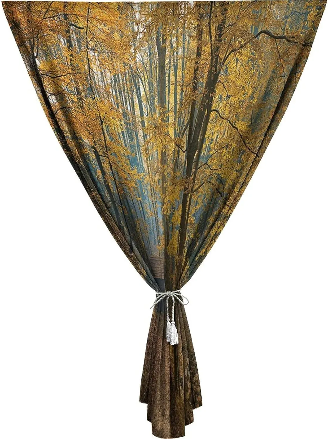 Anywhere Portable Blackout Curtain, Autumn Door Window Curtains, Fall Trees with Faded Shedding Leaves Print Bedroom Blackout Curtains,59W x72L Inch, for Nursery,Children Kids Bedroom or Travel Use