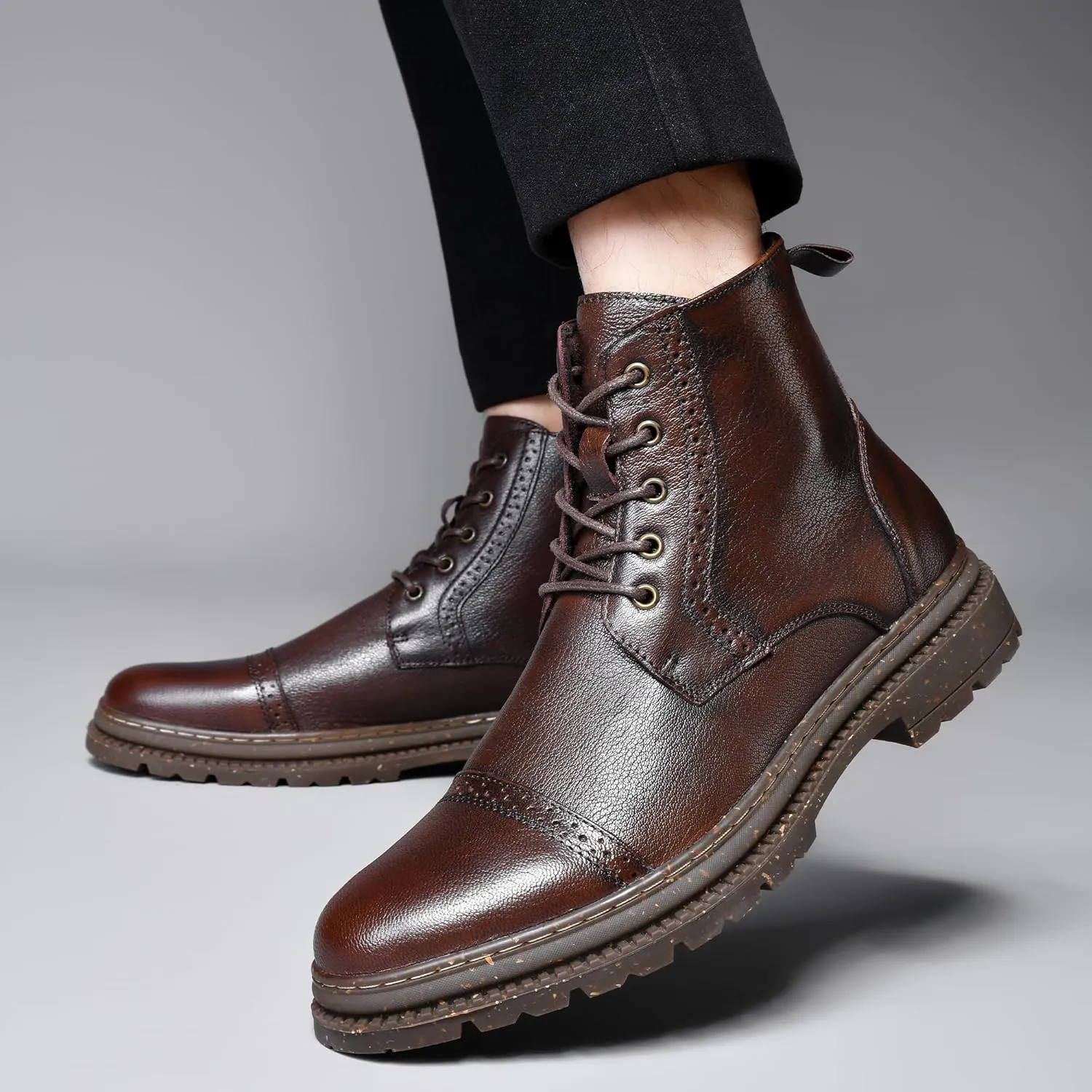 Arkbird Mens Oxford Dress Boots Fashion Casual Genuine Leather Brogue Chukka Ankle Boot for Men