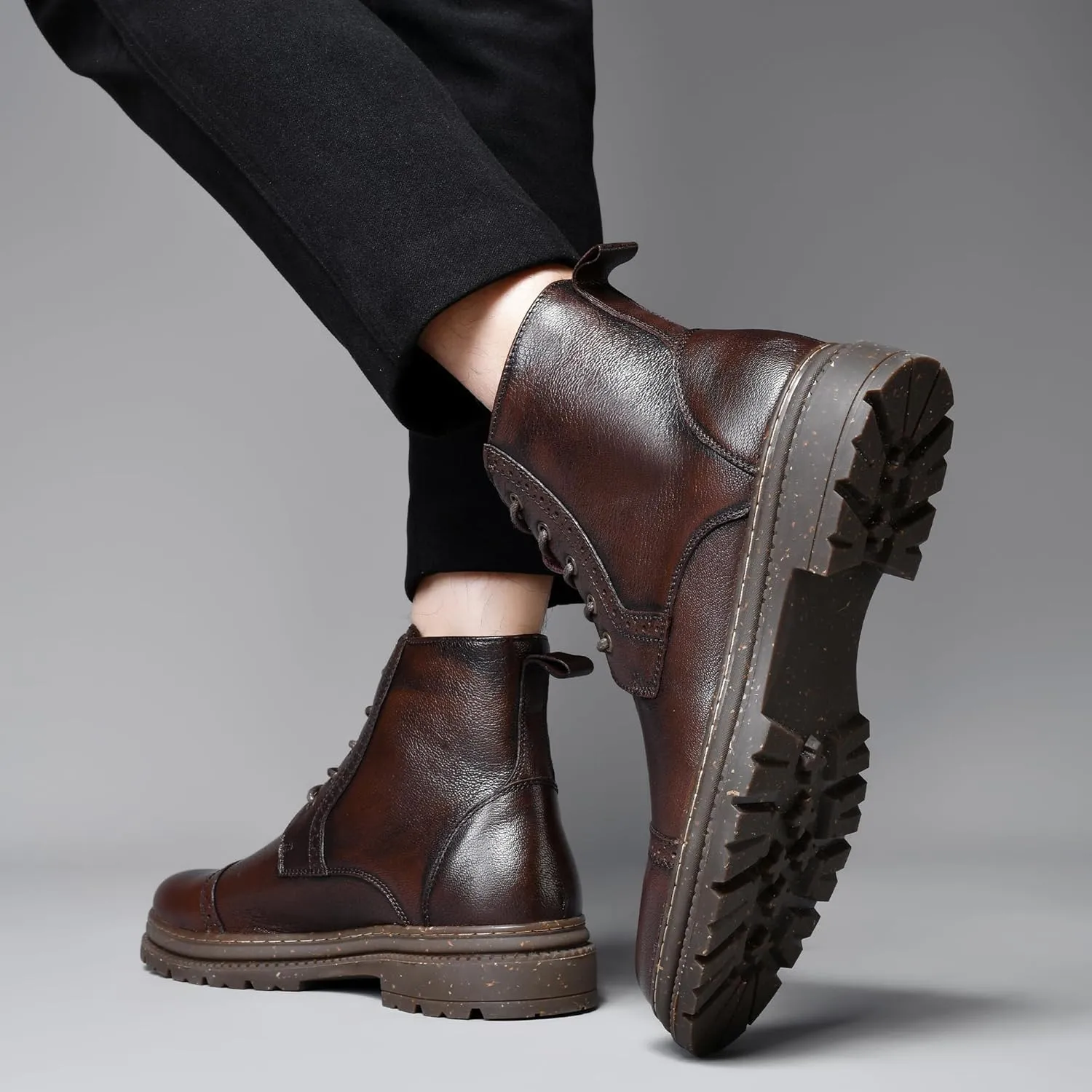 Arkbird Mens Oxford Dress Boots Fashion Casual Genuine Leather Brogue Chukka Ankle Boot for Men