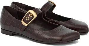 Arqa Ballet Mary Jane Flats for Women with a Buckle Cushioned Leather Insole & Leather Piping Low Heel Flats Fashionable Comfortable Square Toe Summer Spring Shoes