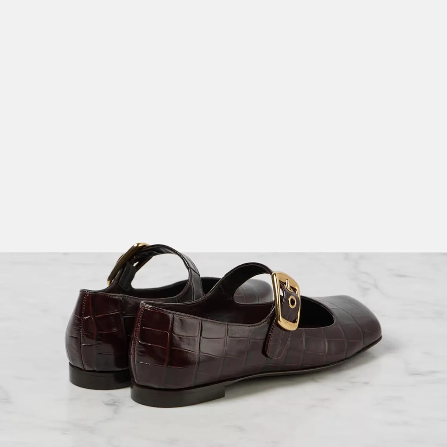 Arqa Ballet Mary Jane Flats for Women with a Buckle Cushioned Leather Insole & Leather Piping Low Heel Flats Fashionable Comfortable Square Toe Summer Spring Shoes