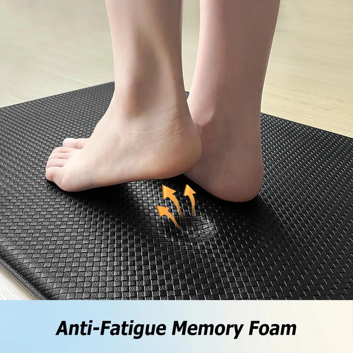 Artnice Kitchen Mats for Floor, Kitchen Rugs Set of 2, 0.47 Inch Anti Fatigue Mat, Waterproof Standing Desk Comfort Mat for Home, Office, Sink, Laundry, 17.3"×30" 17.3"×47", Black