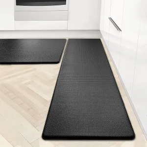 Artnice Kitchen Mats for Floor, Kitchen Rugs Set of 2, 0.47 Inch Anti Fatigue Mat, Waterproof Standing Desk Comfort Mat for Home, Office, Sink, Laundry, 17.3"×30" 17.3"×47", Black
