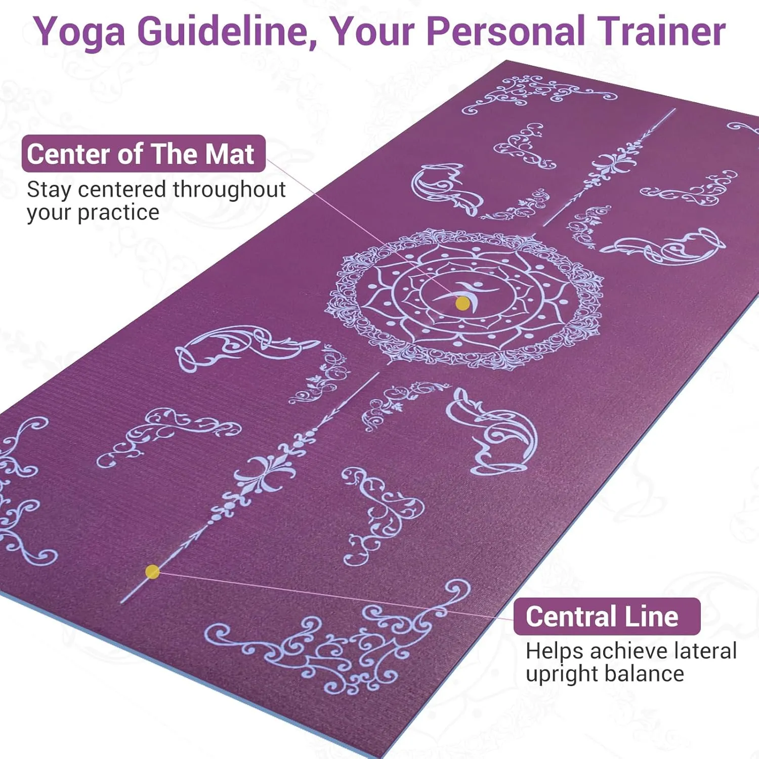 Avoalre Foldable Travel Yoga Mat Print | 5mm &6mm Thick Large Pilates Mat | Non-Slip High Density Floor Exercise Mat for Home Workout | Eco-Friendly Folding Fitness Mat for Women Men with Carrying Bag