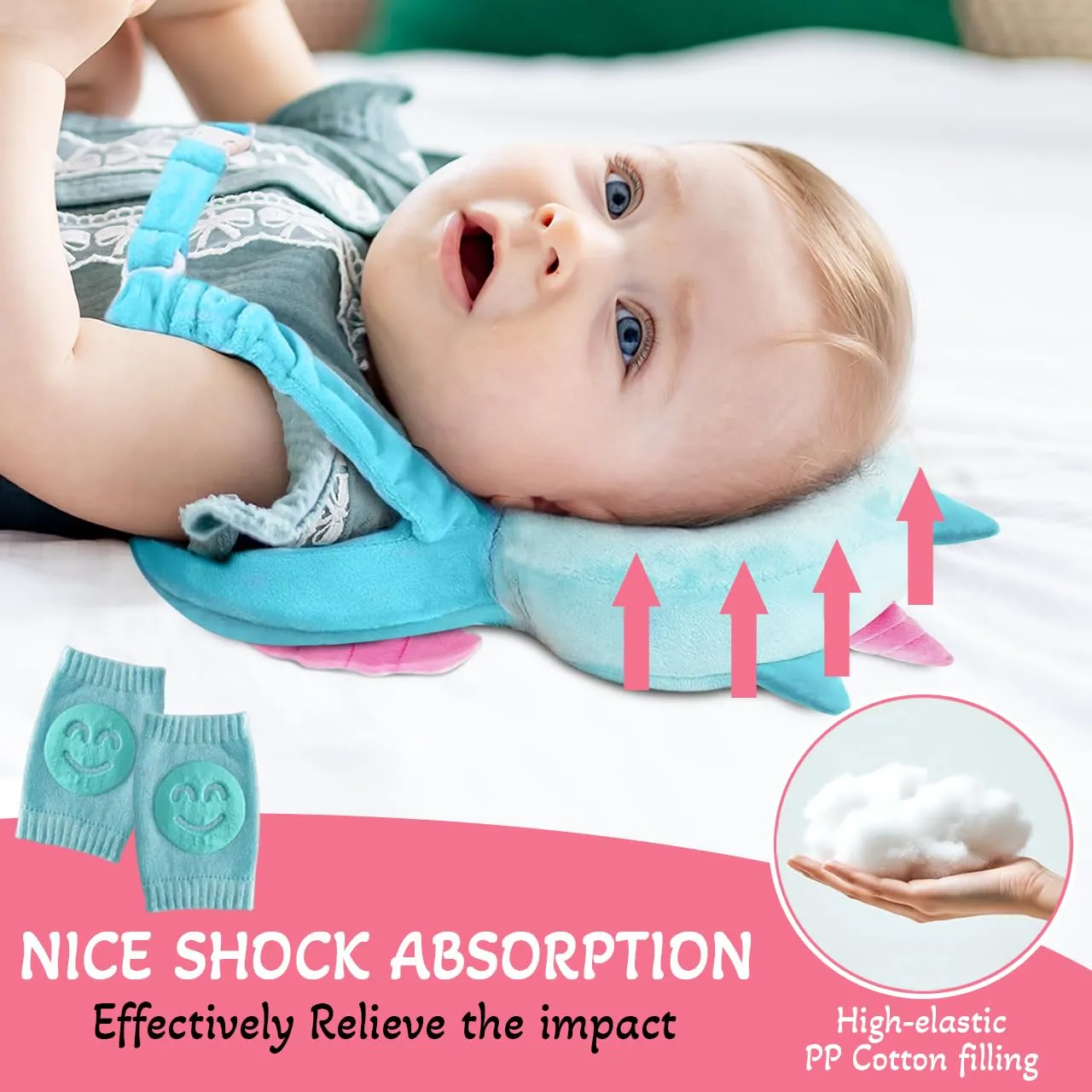 Baby Walker Head Protector – Adjustable Baby Head Protector Backpack, Baby Backpack Head Protection Pillow and Anti-Fall Safety Gear with Cute Design, for Crawling Babies, Walking, and Playing