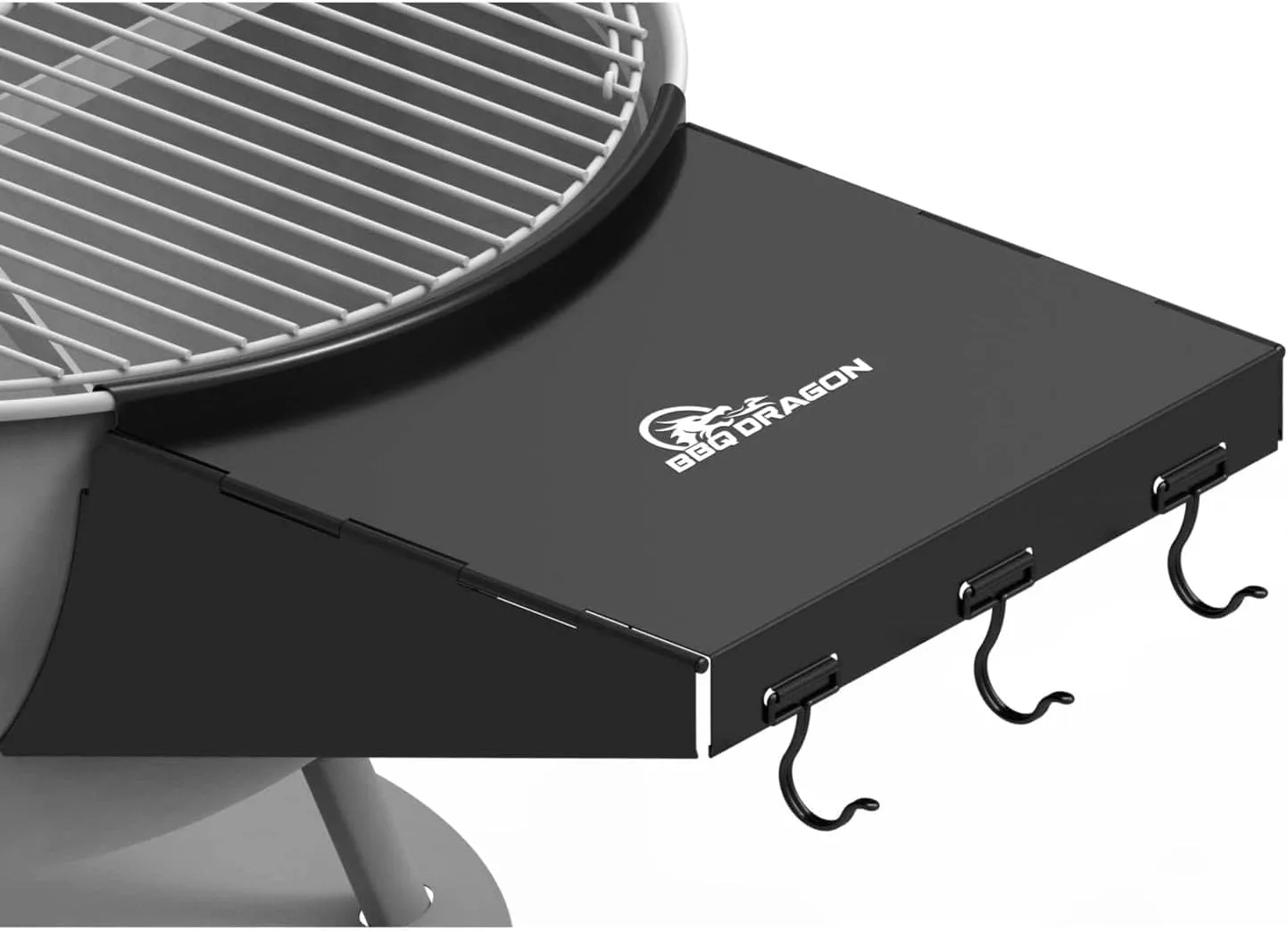 BBQ Dragon Weber Grill Side Table – Foldable Grill Shelf with Hooks for 22" Kettle Grills – Portable & Durable Bottom Shelf for Accessories – Space Saving Attachment for Outdoor Cooking