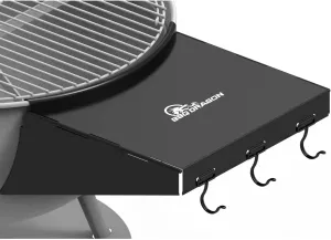 BBQ Dragon Weber Grill Side Table – Foldable Grill Shelf with Hooks for 22" Kettle Grills – Portable & Durable Bottom Shelf for Accessories – Space Saving Attachment for Outdoor Cooking