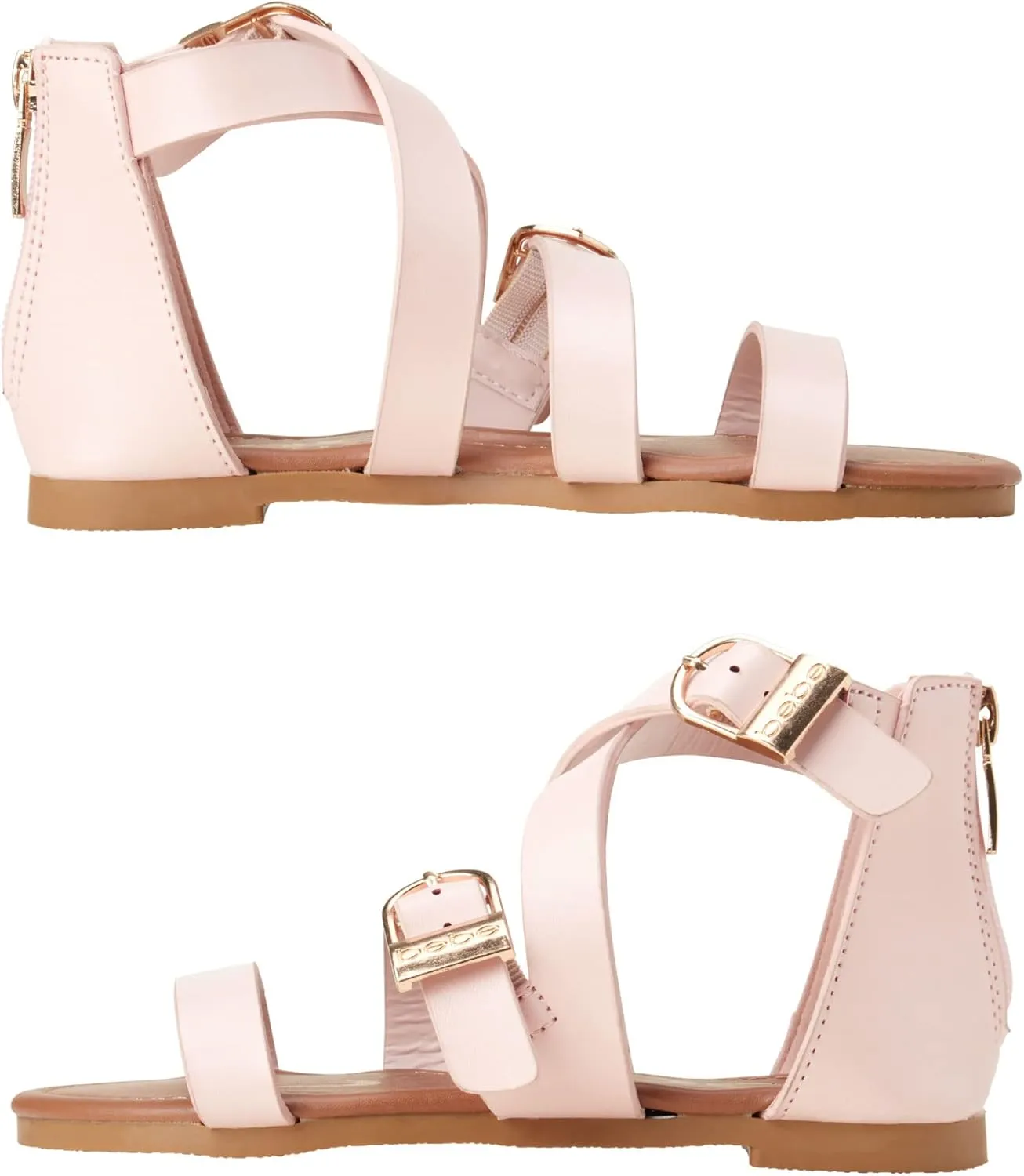 bebe Girls Sandals - Open Toe Summer Easter Strappy Flat Dress Gladiator Sandals with Cushioned Sole