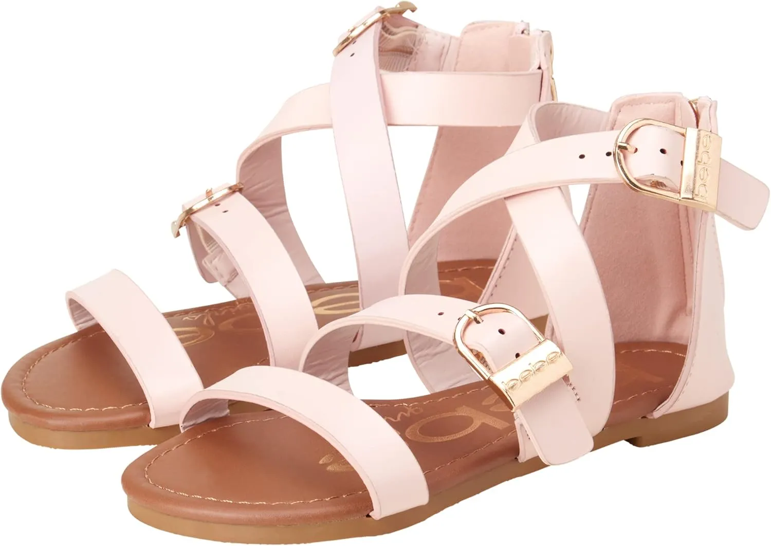 bebe Girls Sandals - Open Toe Summer Easter Strappy Flat Dress Gladiator Sandals with Cushioned Sole