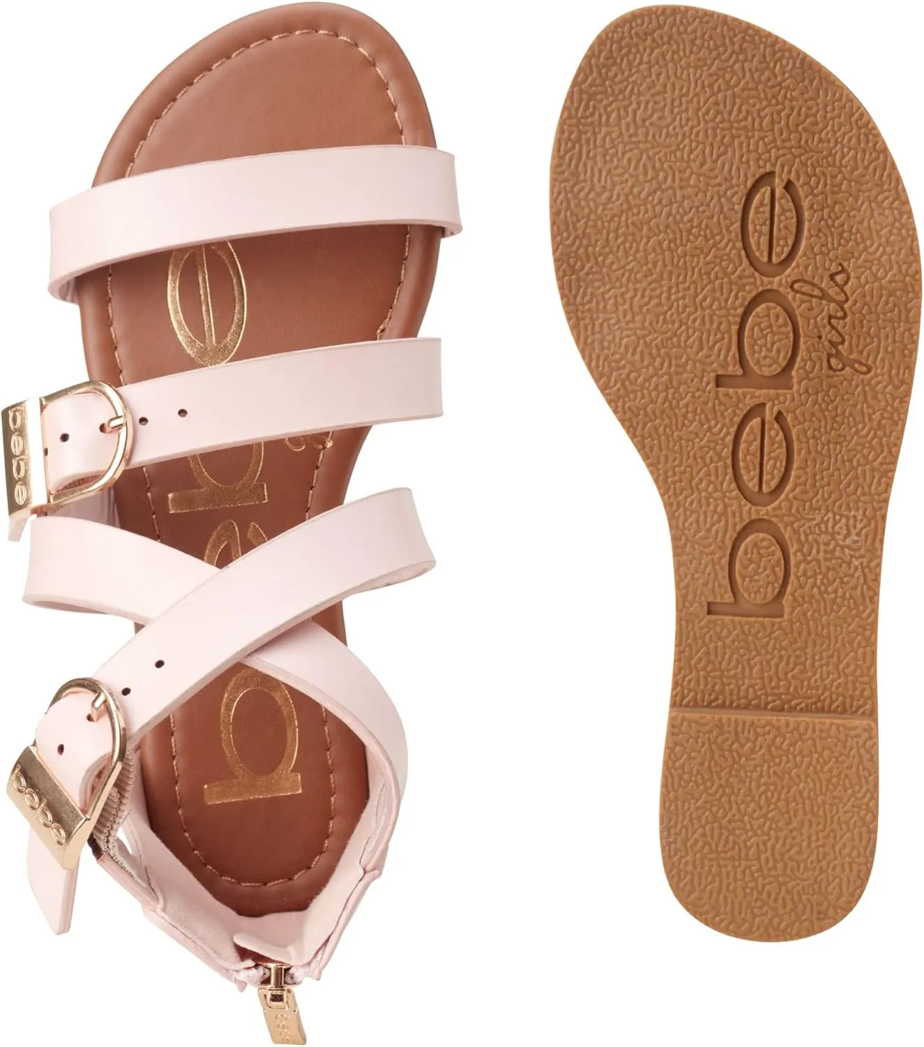 bebe Girls Sandals - Open Toe Summer Easter Strappy Flat Dress Gladiator Sandals with Cushioned Sole