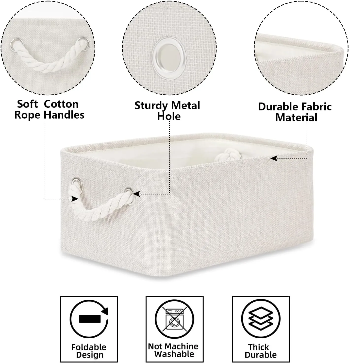 Bidtakay Small Storage Baskets for Shelves Set of 6 Biege Fabric Storage Bins for Organizing Linen Collapsible Organizer for Closet Nursery Clothes Toys 11.8 X 7.8 X 5 Inches