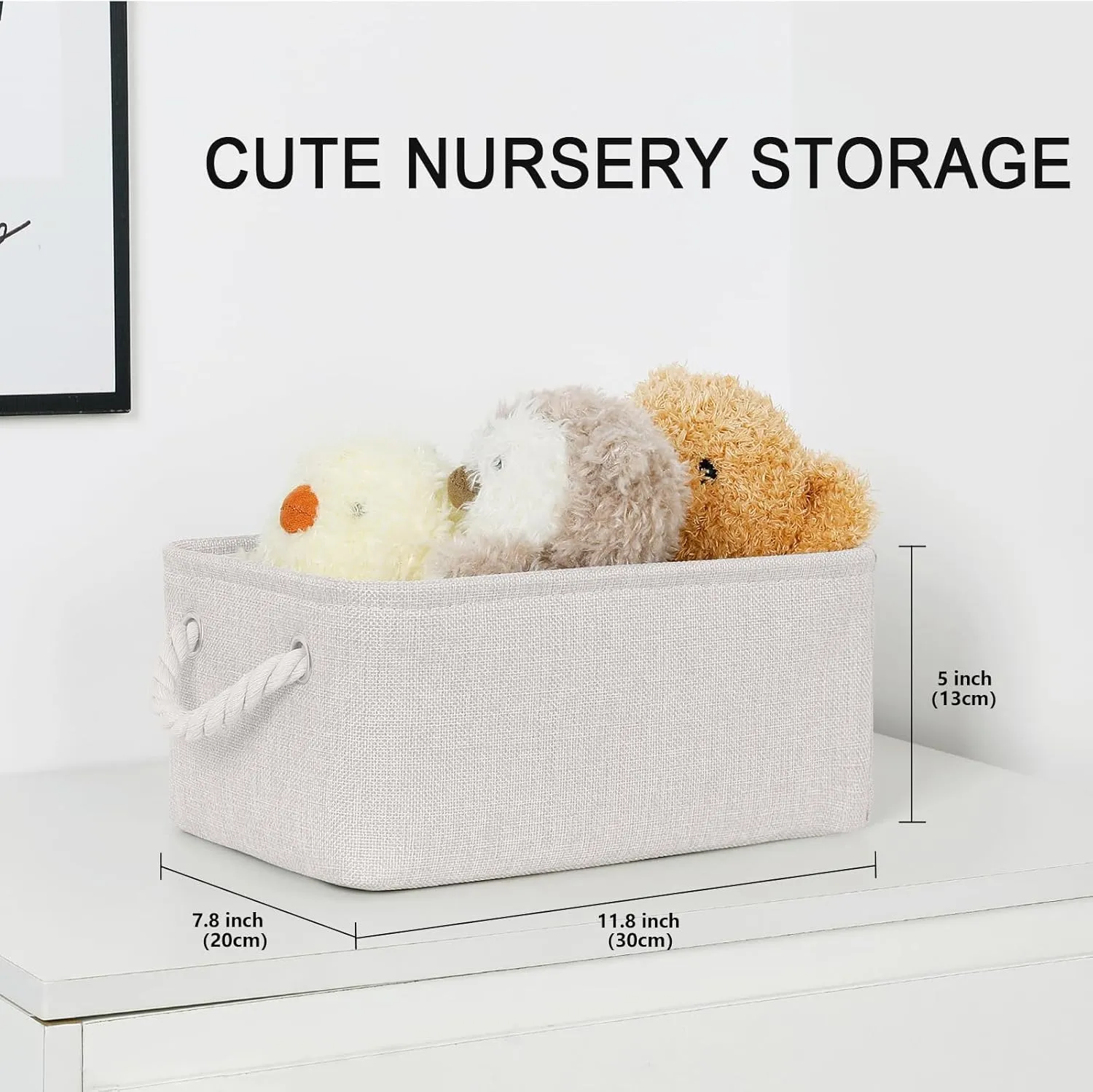 Bidtakay Small Storage Baskets for Shelves Set of 6 Biege Fabric Storage Bins for Organizing Linen Collapsible Organizer for Closet Nursery Clothes Toys 11.8 X 7.8 X 5 Inches