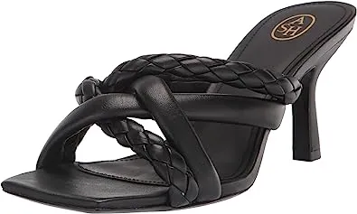 Black Slip Sandals Ash Padded Woven On Personalized assistance Open Special members discount Braided Toe Bis Heel Mina Straps