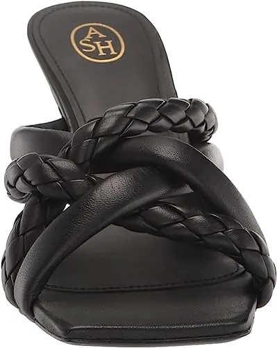 Black Slip Sandals Ash Padded Woven On Personalized assistance Open Special members discount Braided Toe Bis Heel Mina Straps