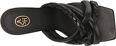 Black Slip Sandals Ash Padded Woven On Personalized assistance Open Special members discount Braided Toe Bis Heel Mina Straps