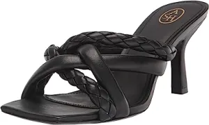 Black Slip Sandals Ash Padded Woven On Personalized assistance Open Special members discount Braided Toe Bis Heel Mina Straps