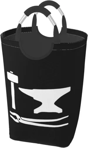 Blacksmith Hammer Logo Dirty clothes hamper, foldable storage bag, laundry basket with handle 50 liters