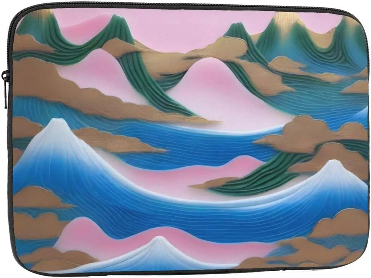 Blue Waves Carving Prints Portable Laptop Sleeve Case 17 inch, Ideal for Men and Women's Business Travel, and Office Use