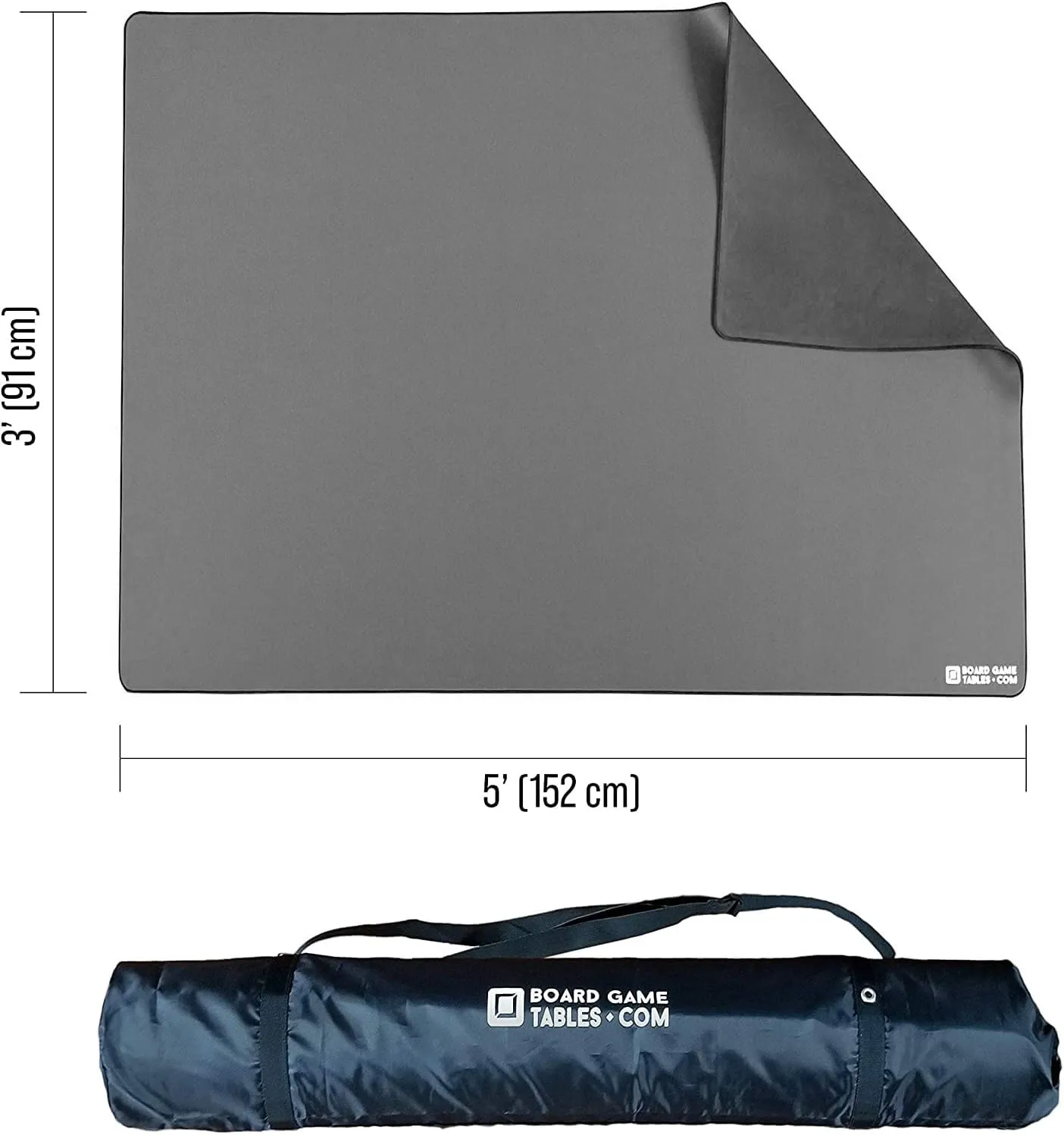 Board Game Playmat [3'x5'/Thick Super Cushioned/Stitched Edge/Water Resistant] with Carrying Case - for Tabletop Board Games, Card Games, RPG Games (Medium, Gray)
