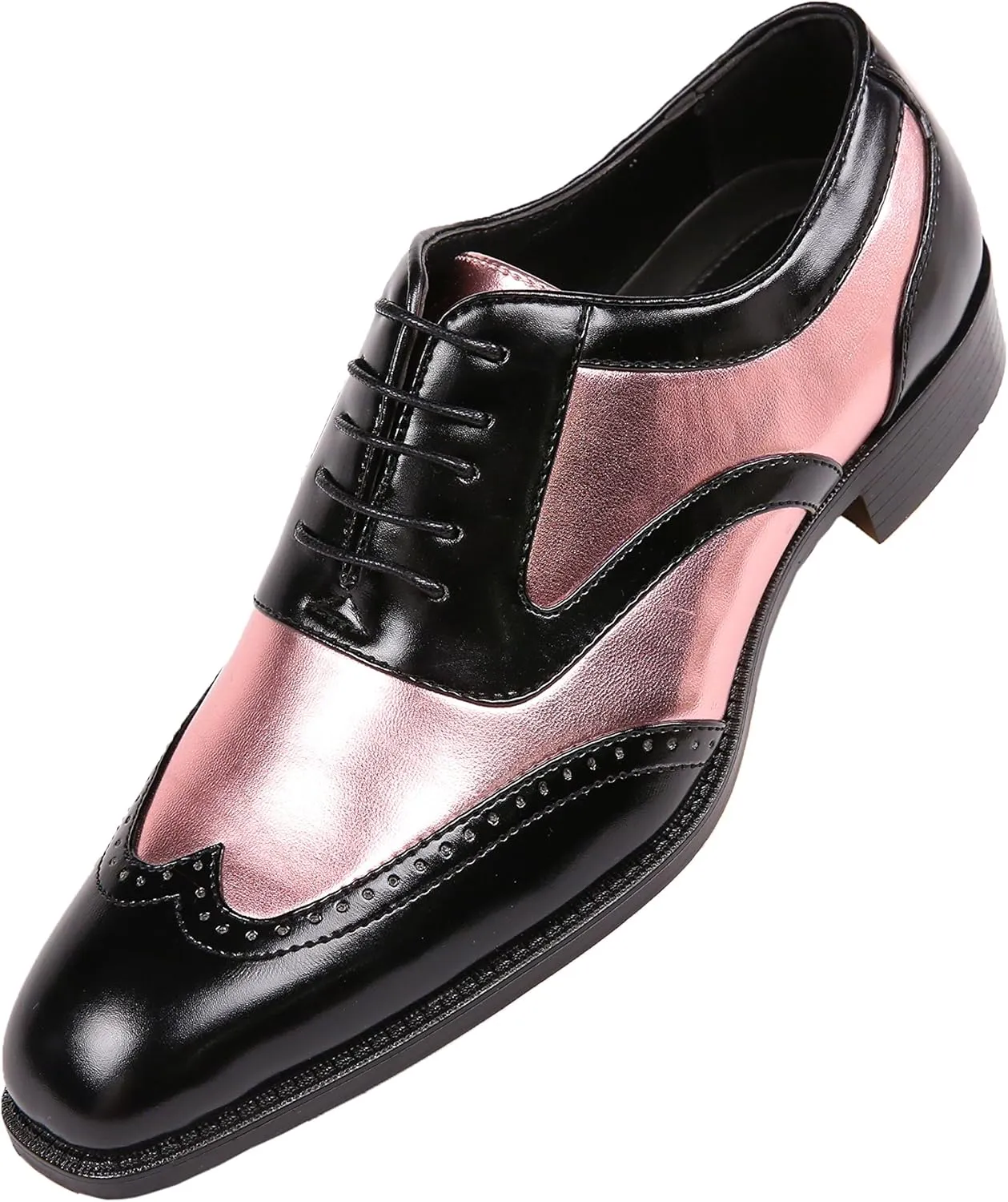 Bolano Lawson, Wingtip Oxford Dress Shoes for Men, Two-Tone & Shiny Metallic Oxfords, Men's Formal Tuxedo Shoes