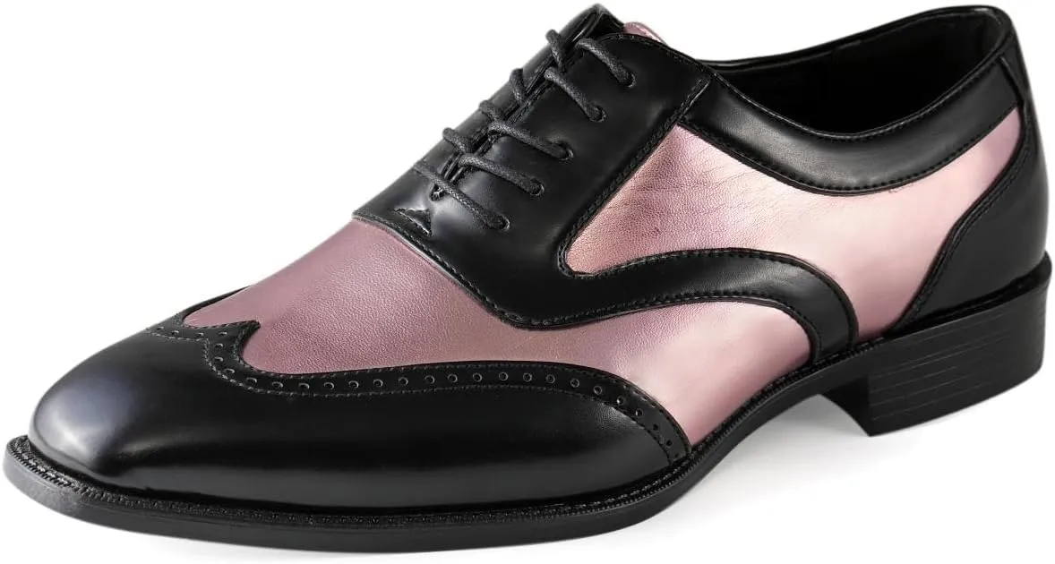 Bolano Lawson, Wingtip Oxford Dress Shoes for Men, Two-Tone & Shiny Metallic Oxfords, Men's Formal Tuxedo Shoes