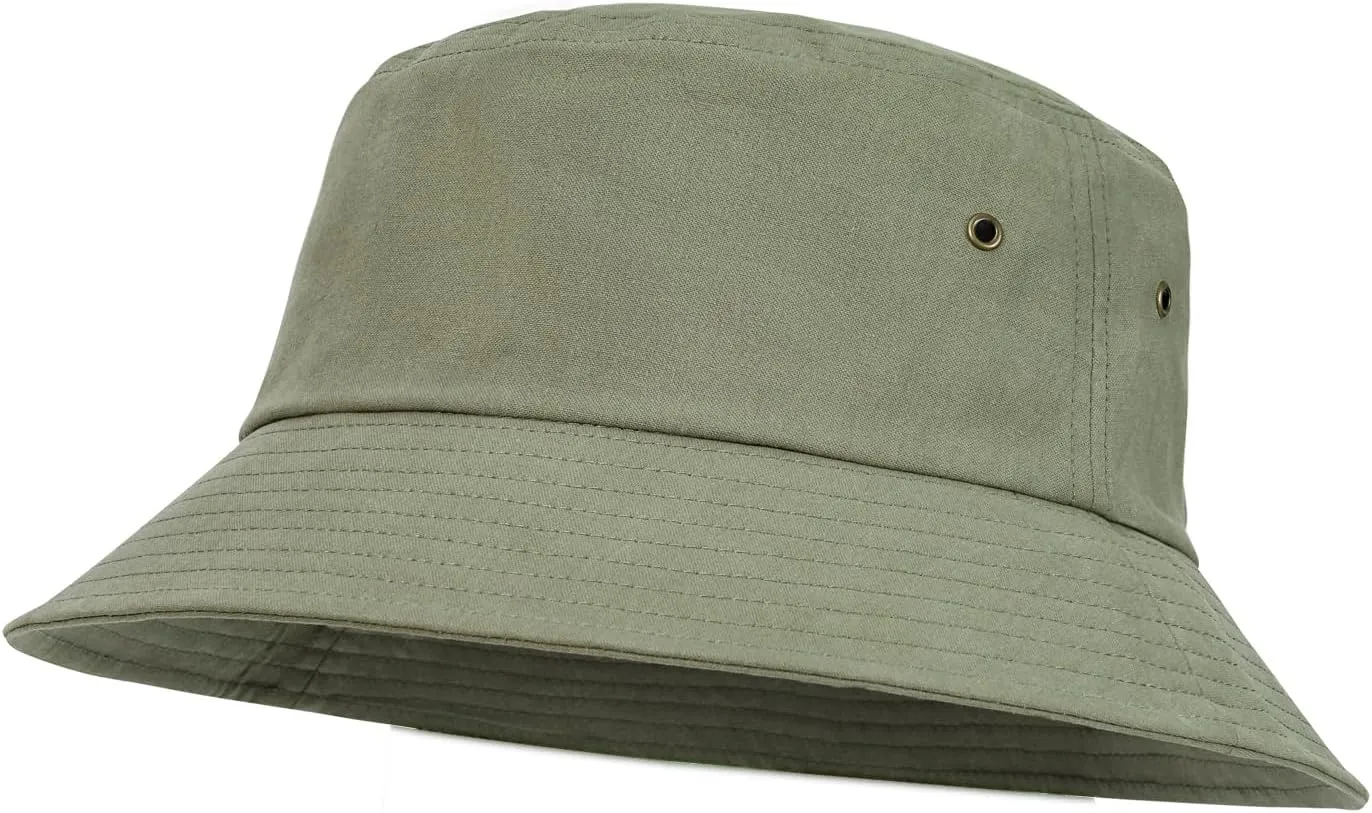 BOTVELA Men Cotton Bucket Hats Foldable Outdoor Sun Hat Unisex Flat Top Caps