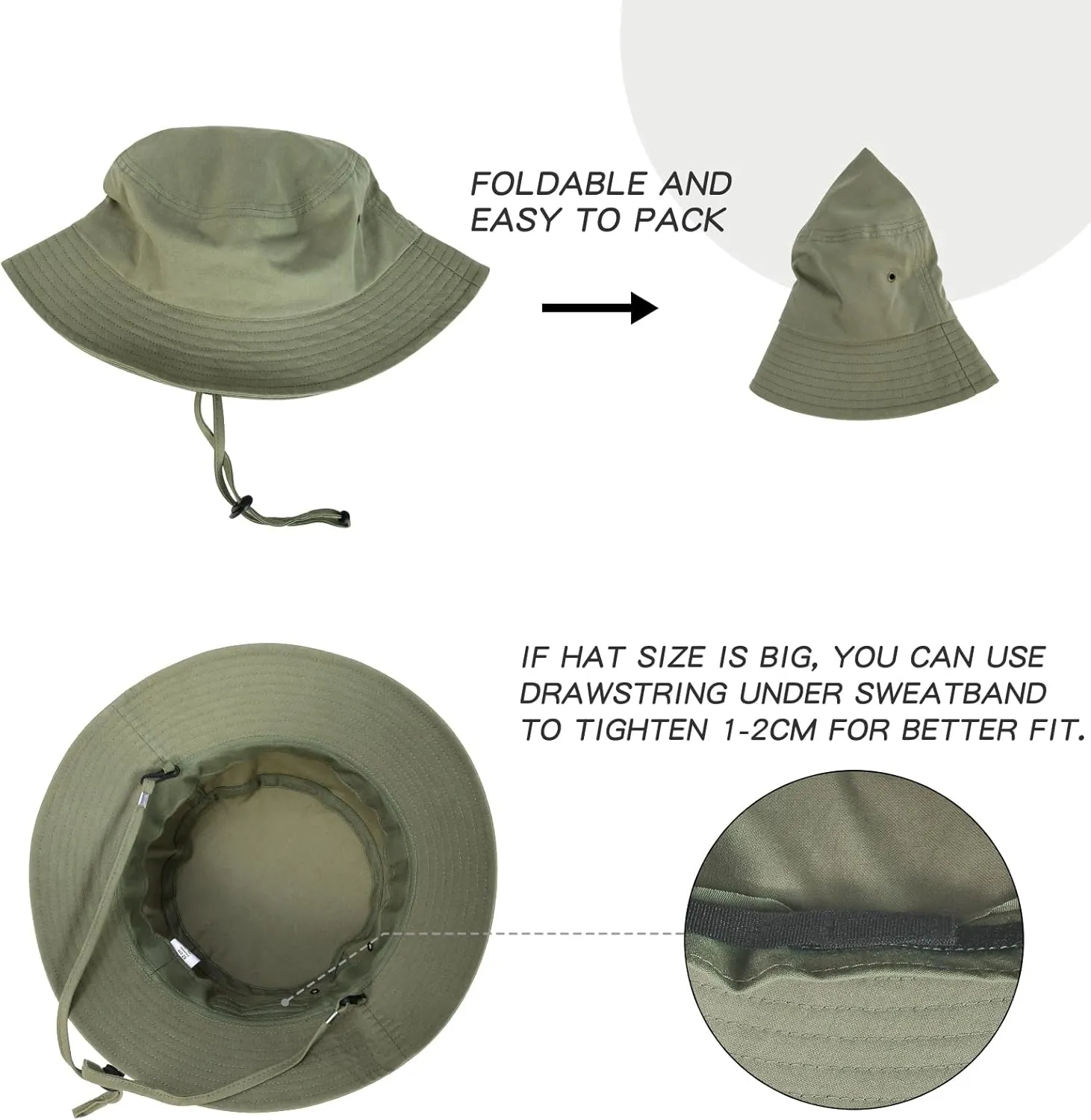 BOTVELA Men Cotton Bucket Hats Foldable Outdoor Sun Hat Unisex Flat Top Caps